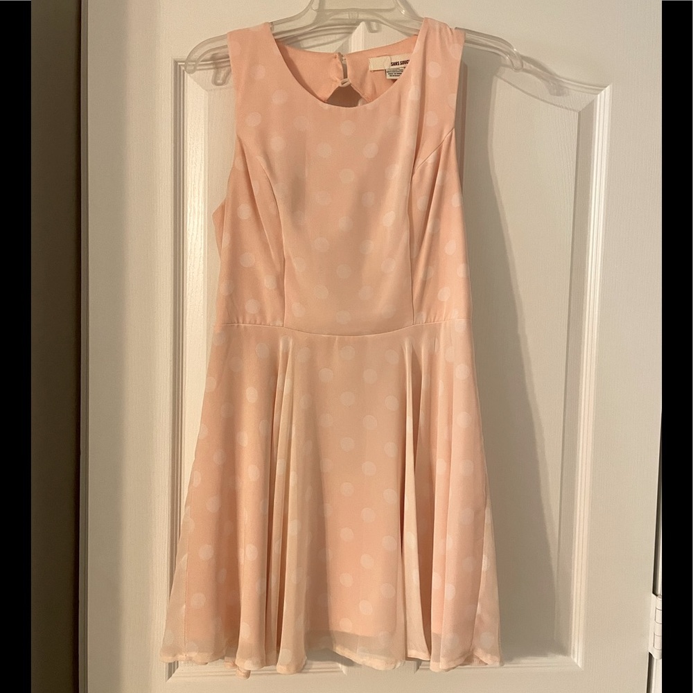 Chiffon baby pink polka dot mini dress